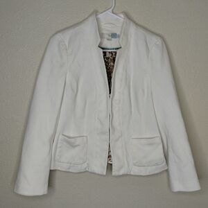 Boden White Cotton Blazer Jacket Size 8